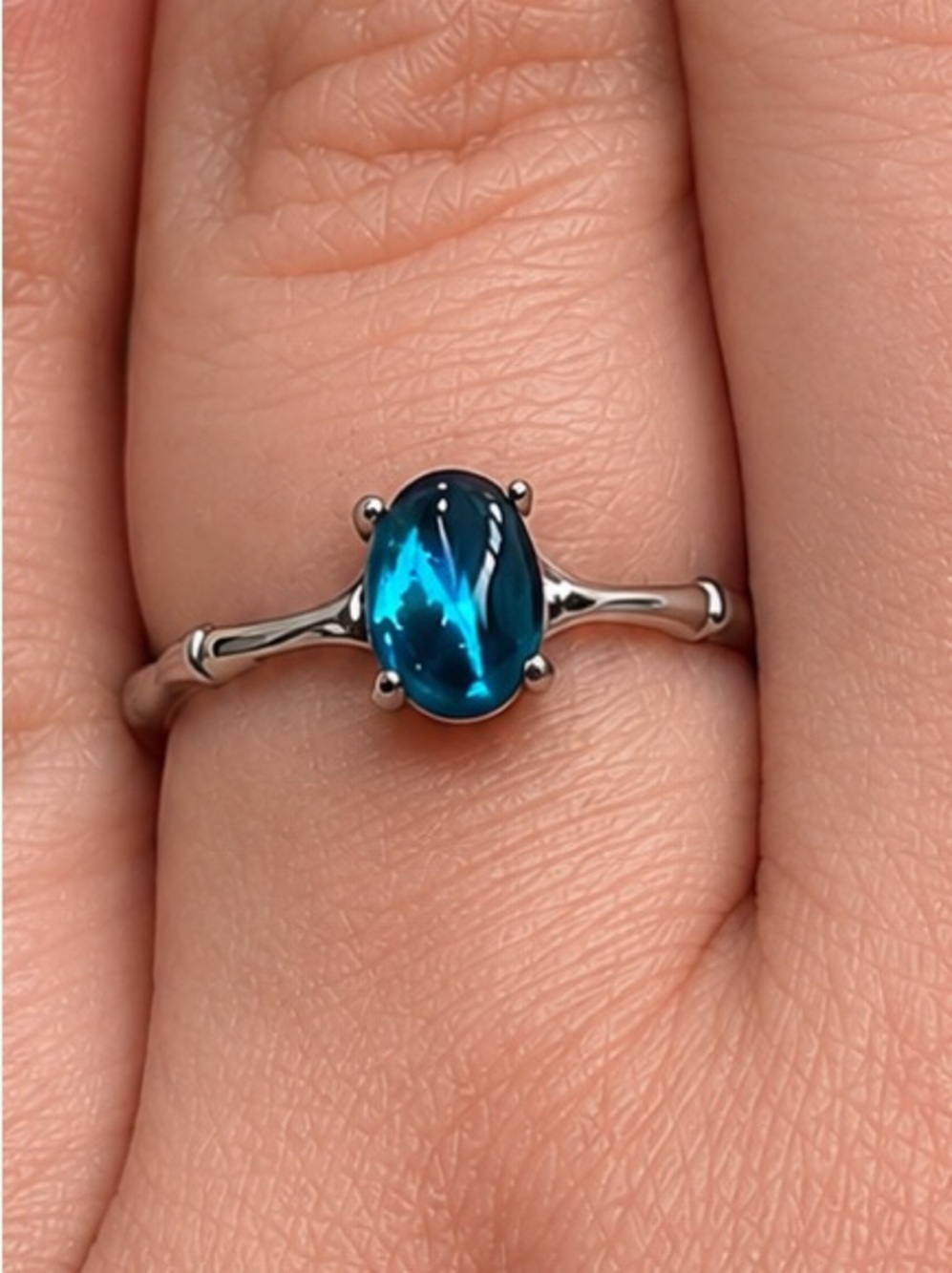 December Birthstone Ring | Blue Topaz | Adjustable | Nickel Free